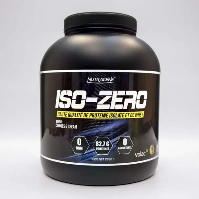 iso zero whey proteine Nutragene complément alimentaire de haute qualité, labellisé et testé en laboratoire.